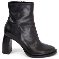 ANN DEMEULEMEESTER black leather WALLY Ankle Boots Shoes 38