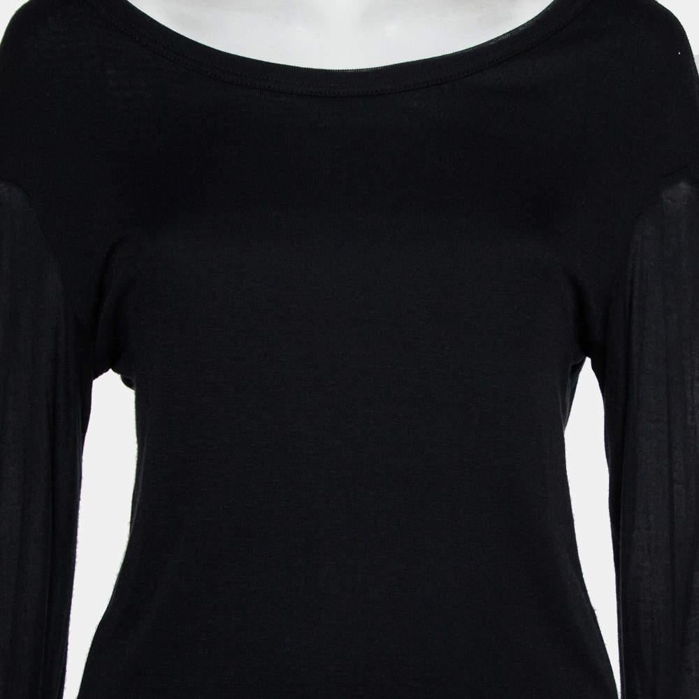 Ann Demeulemeester Black Modal Cutout Sleeve Detail T-Shirt M For Sale 1