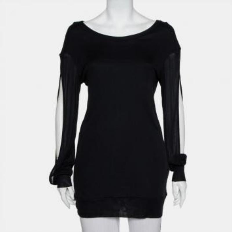 Ann Demeulemeester Black Modal Cutout Sleeve Detail T-Shirt M For Sale 3