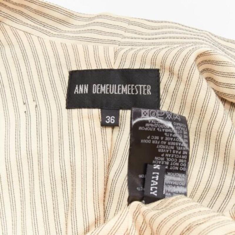 ANN DEMEULEMEESTER black overlay sheer cream topstitched jacket FR36 S For Sale 6