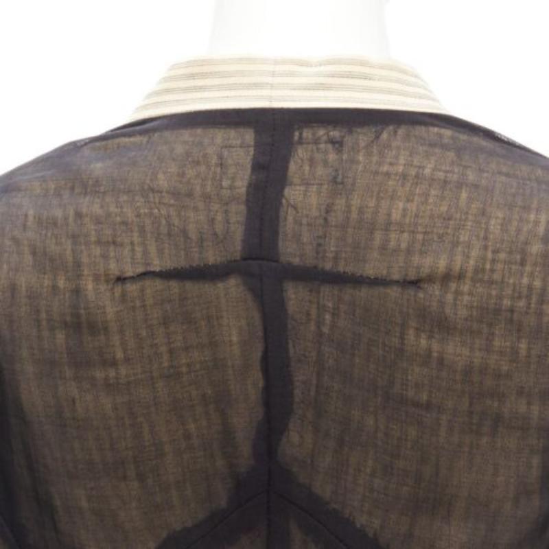 ANN DEMEULEMEESTER black overlay sheer cream topstitched jacket FR36 S For Sale 3