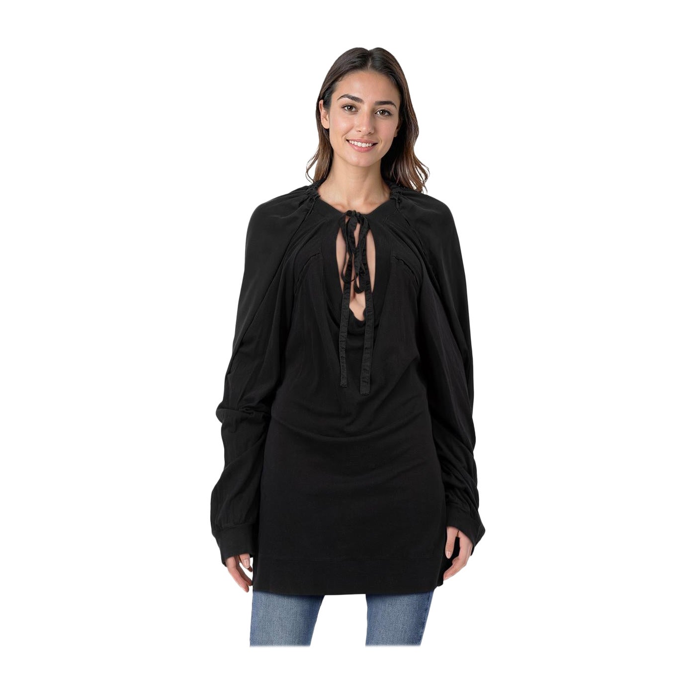 Ann Demeulemeester Black Panelled Long Sleeves Top Size S