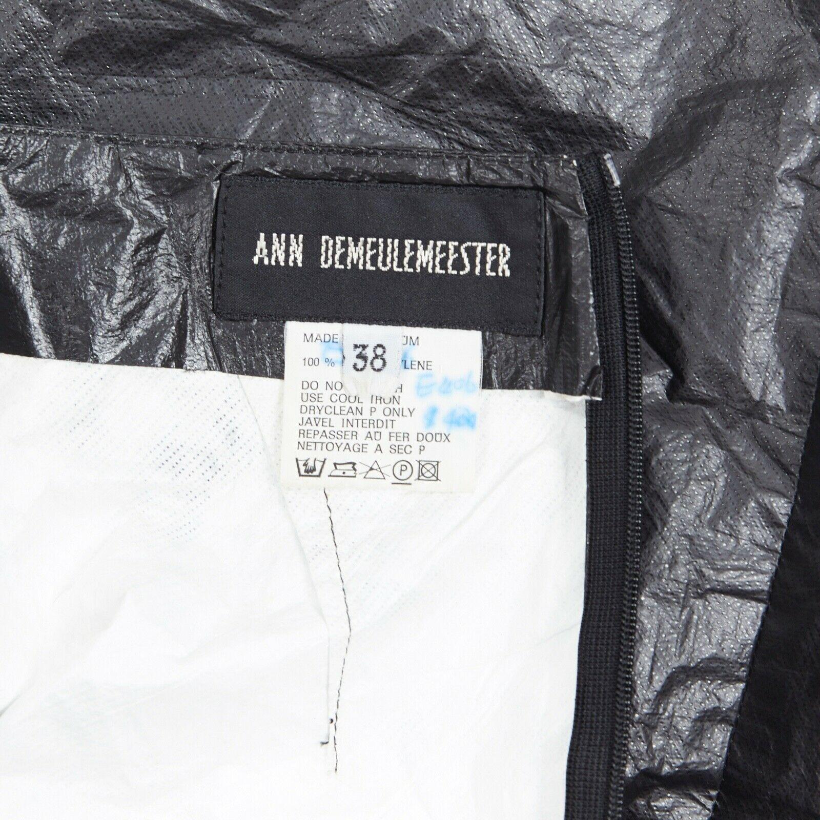 ANN DEMEULEMEESTER black polyethylene plastic bin bag mini skirt FR38 M For Sale 2