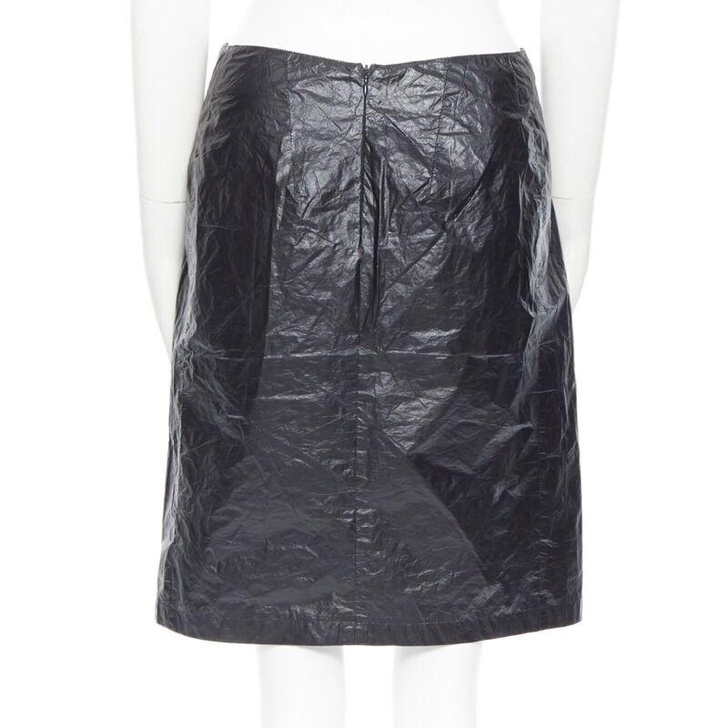 Women's ANN DEMEULEMEESTER black polyethylene plastic bin bag mini skirt FR38 M