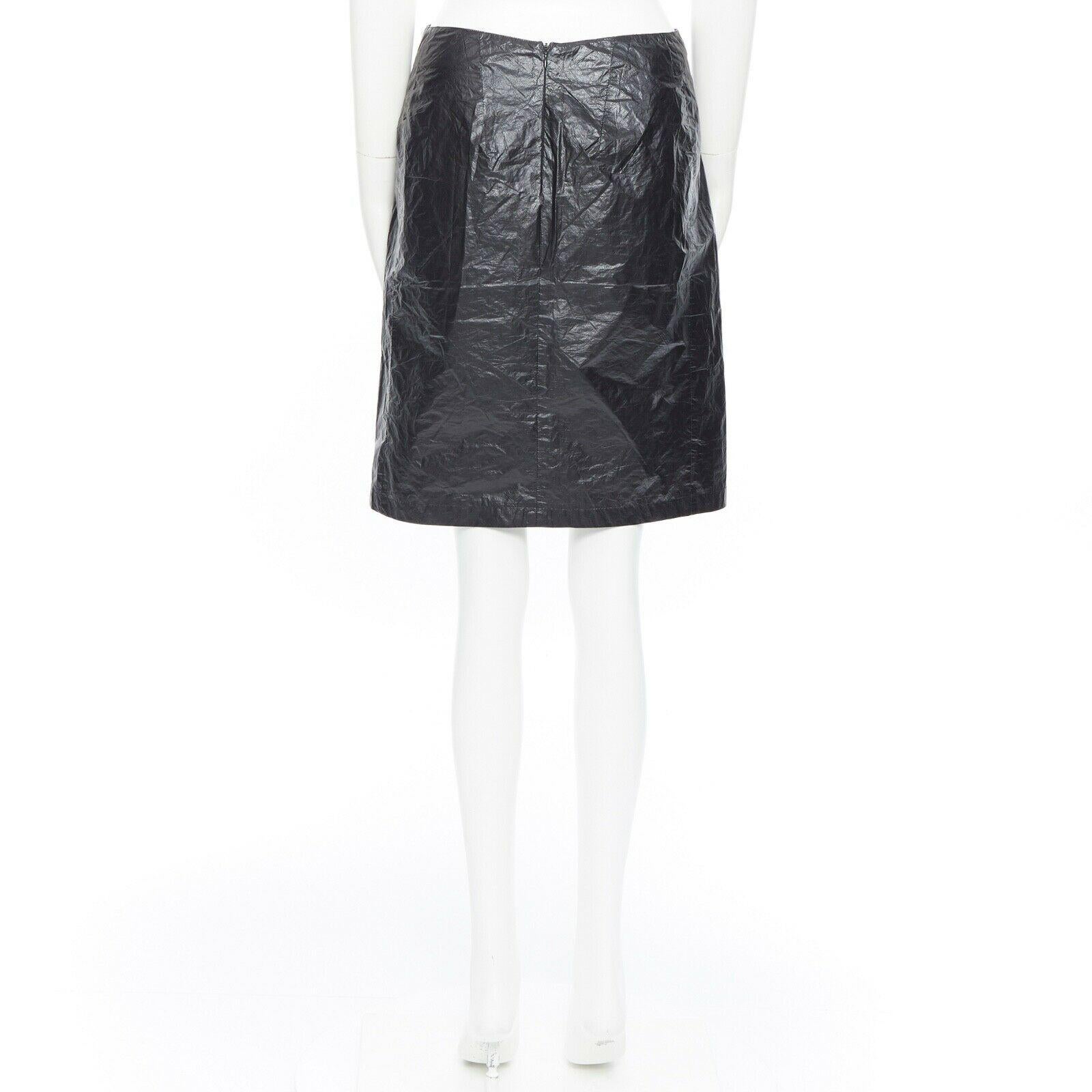 Black ANN DEMEULEMEESTER black polyethylene plastic bin bag mini skirt FR38 M For Sale