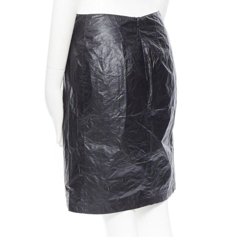ANN DEMEULEMEESTER black polyethylene plastic bin bag mini skirt FR38 M 1