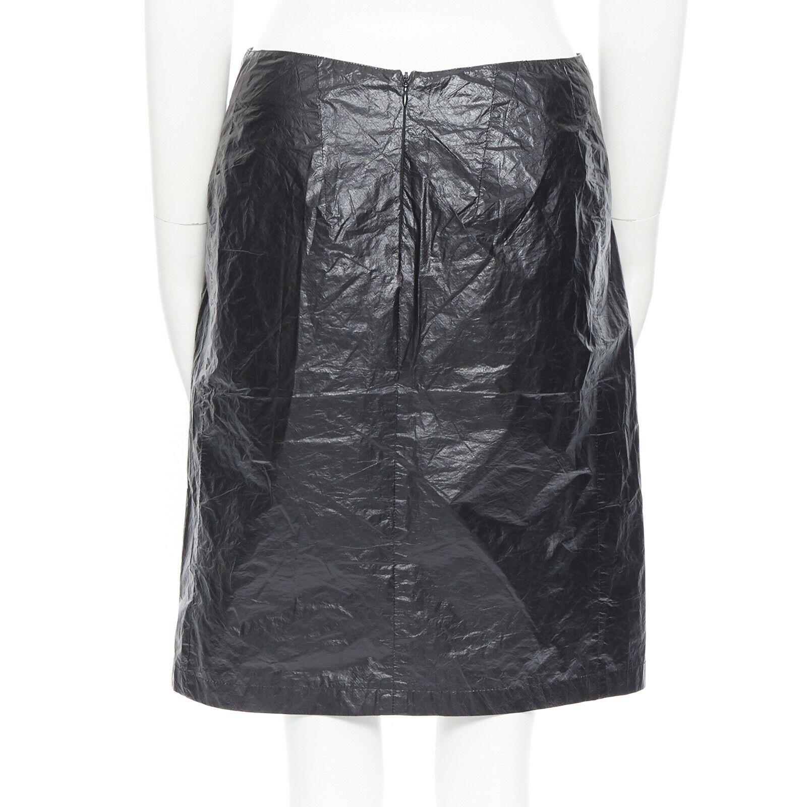 ANN DEMEULEMEESTER black polyethylene plastic bin bag mini skirt FR38 M In Fair Condition For Sale In Hong Kong, NT