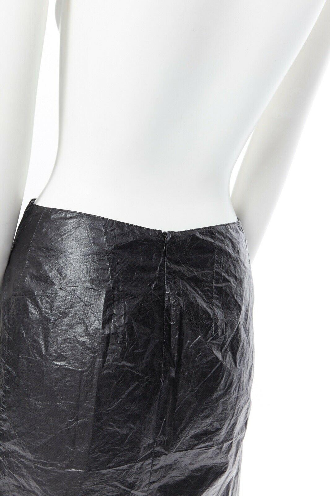 ANN DEMEULEMEESTER black polyethylene plastic bin bag mini skirt FR38 M For Sale 1