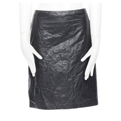 ANN DEMEULEMEESTER black polyethylene plastic bin bag mini skirt FR38 M