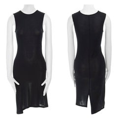 ANN DEMEULEMEESTER Schwarzes Viskose-Strickkleid ohne Ärmel mit asymmetrischem Saum Freizeitkleid FR38