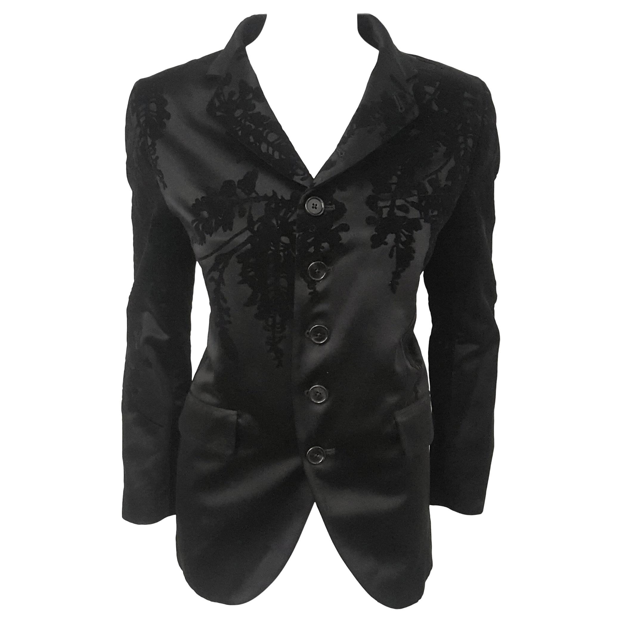 Ann Demeulemeester  Black Velvet  and Satin Jacket Size Medium For Sale
