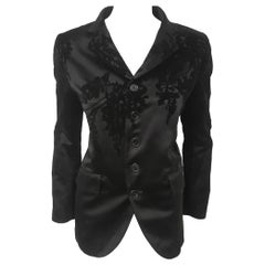 Ann Demeulemeester  Black Velvet  and Satin Jacket Size Medium