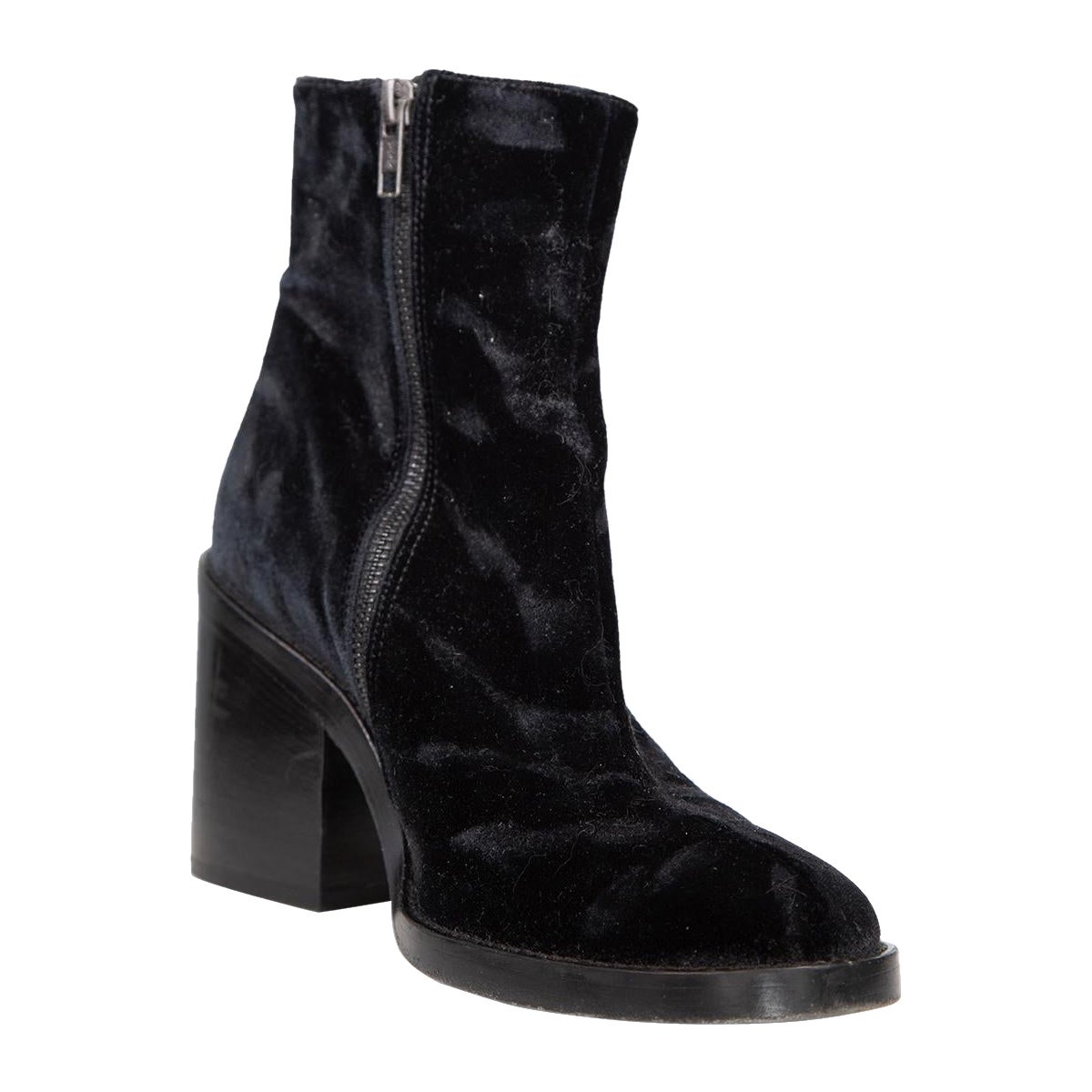 Ann Demeulemeester Bottes en velours noir Taille IT 38 en vente