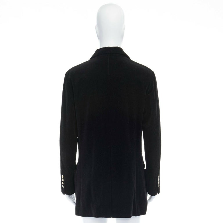 ANN DEMEULEMEESTER black velvet asymmetric overlap button long jacket ...