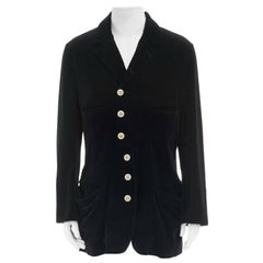 ANN DEMEULEMEESTER black velvet asymmetric overlap button long jacket coat M