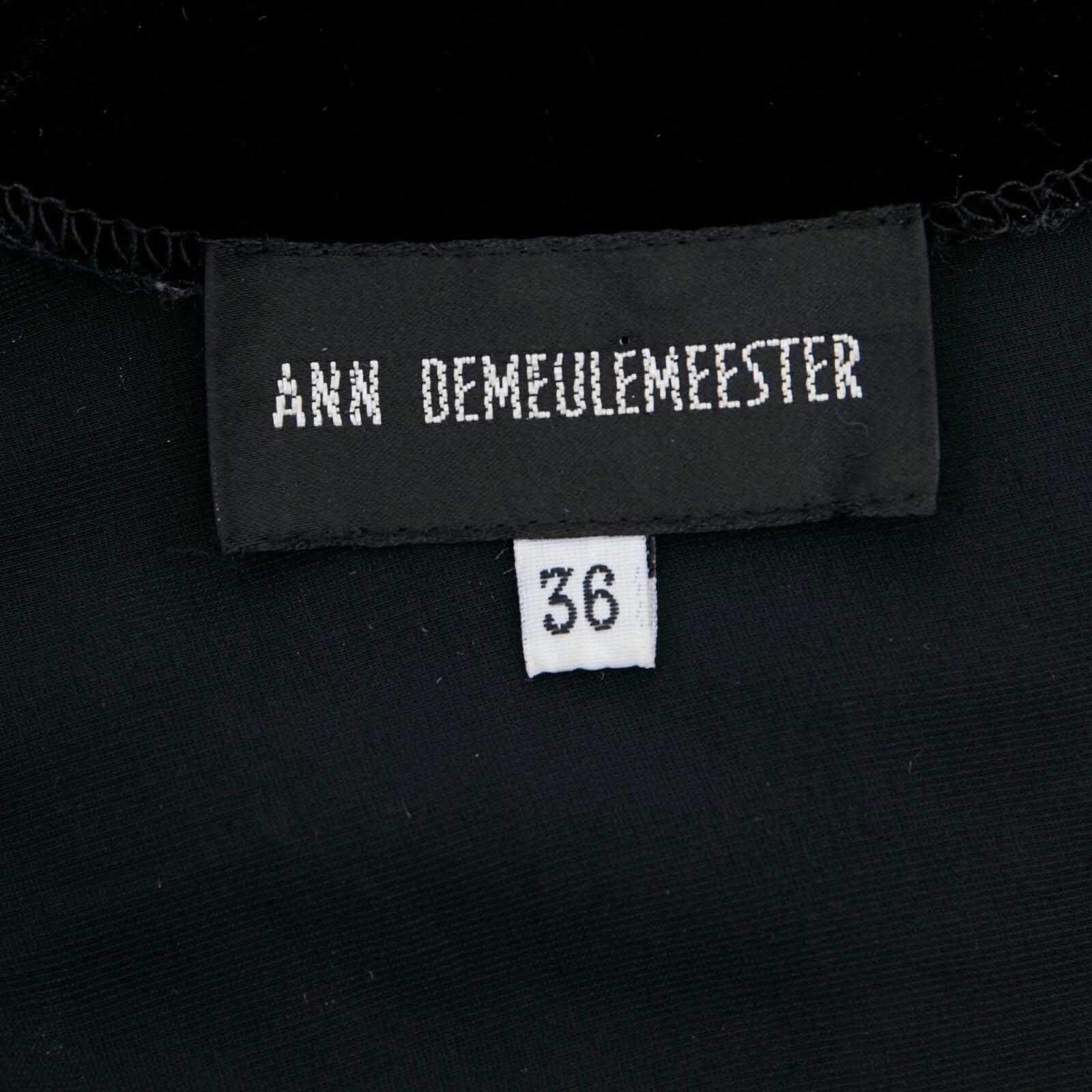 ANN DEMEULEMEESTER black velvet elasticated waist long sleeve blouse top FR36 S 4