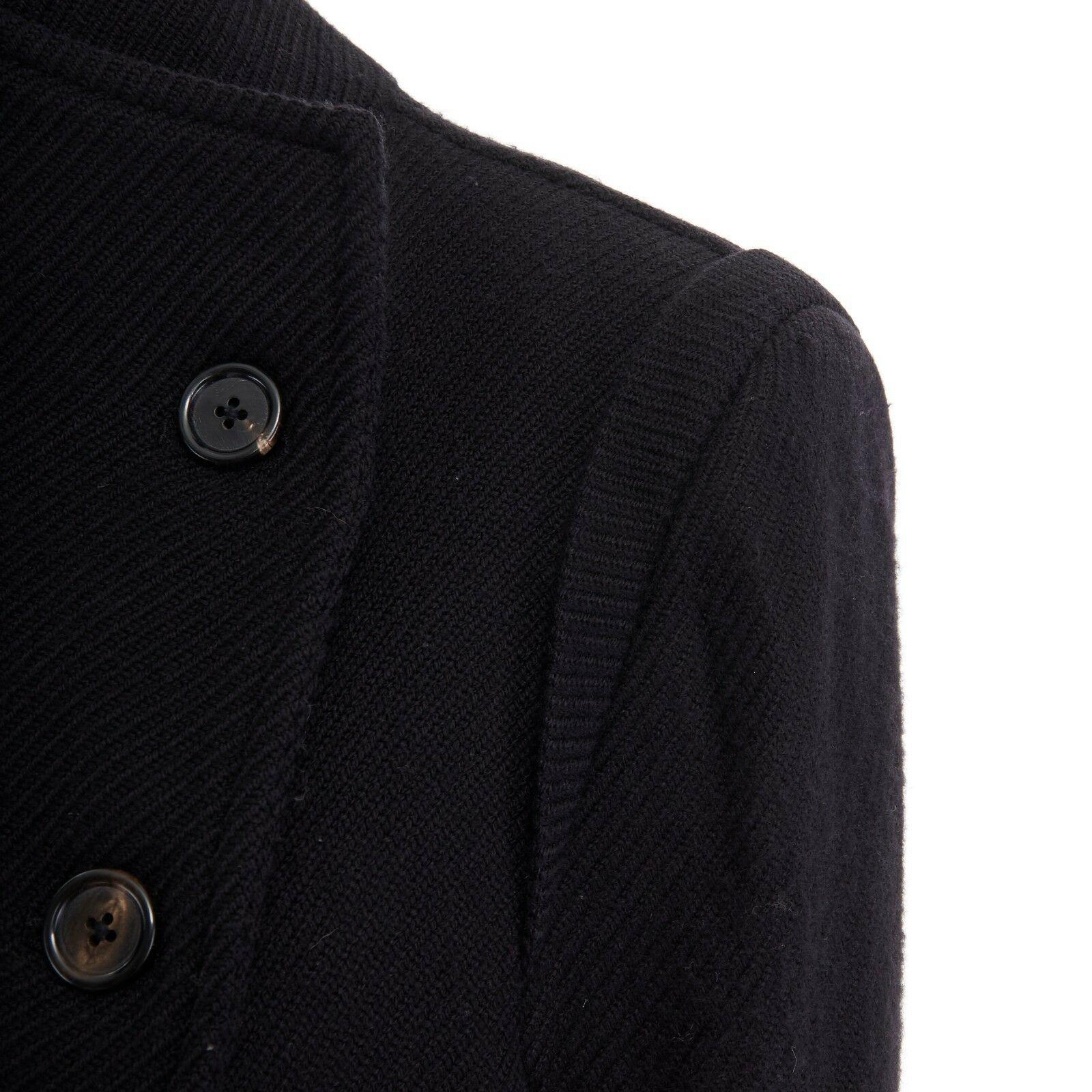 ANN DEMEULEMEESTER black virgin wool asymmetric button curved back jacket FR36 S 3