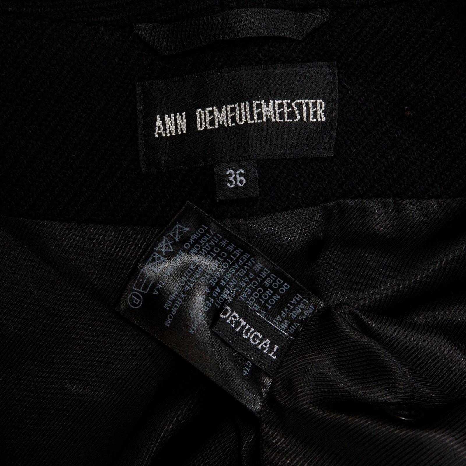 ANN DEMEULEMEESTER black virgin wool asymmetric button curved back jacket FR36 S 4
