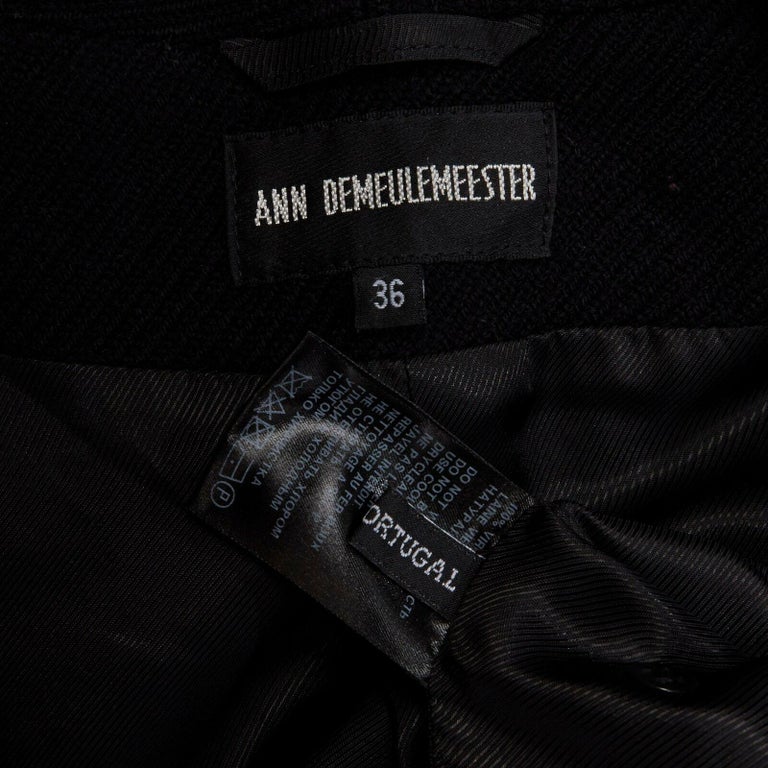 ANN DEMEULEMEESTER black virgin wool asymmetric button curved back ...