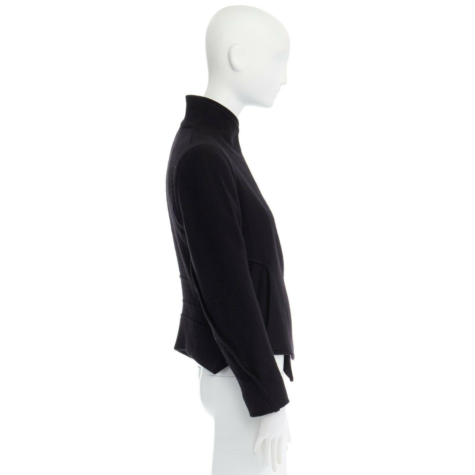 Black ANN DEMEULEMEESTER black virgin wool asymmetric button curved back jacket FR36 S