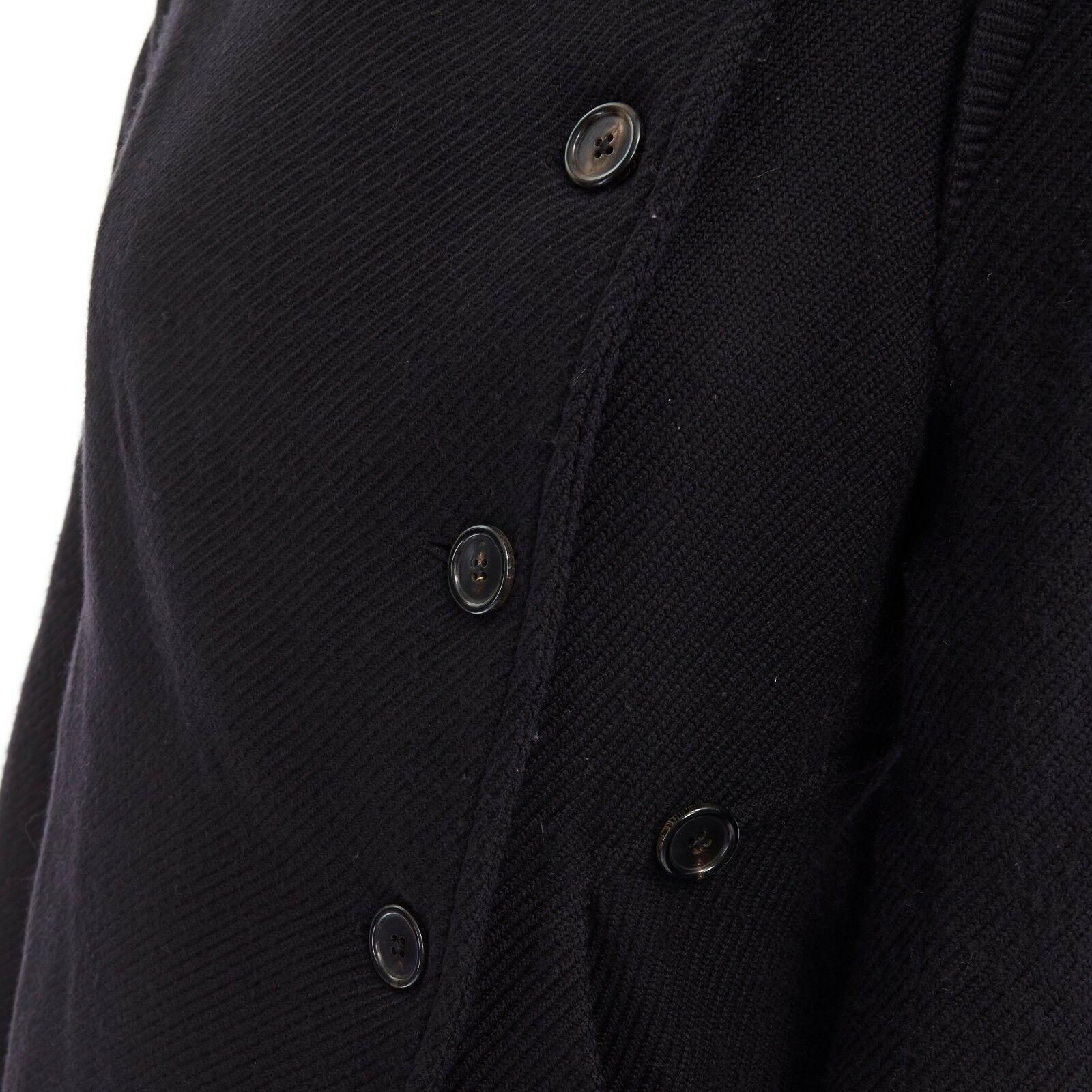 ANN DEMEULEMEESTER black virgin wool asymmetric button curved back jacket FR36 S 1