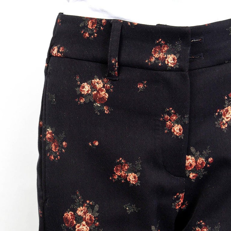 ANN DEMEULEMEESTER Size 8 Black Viscose/Wool Hook Eye Slit Dress Pants