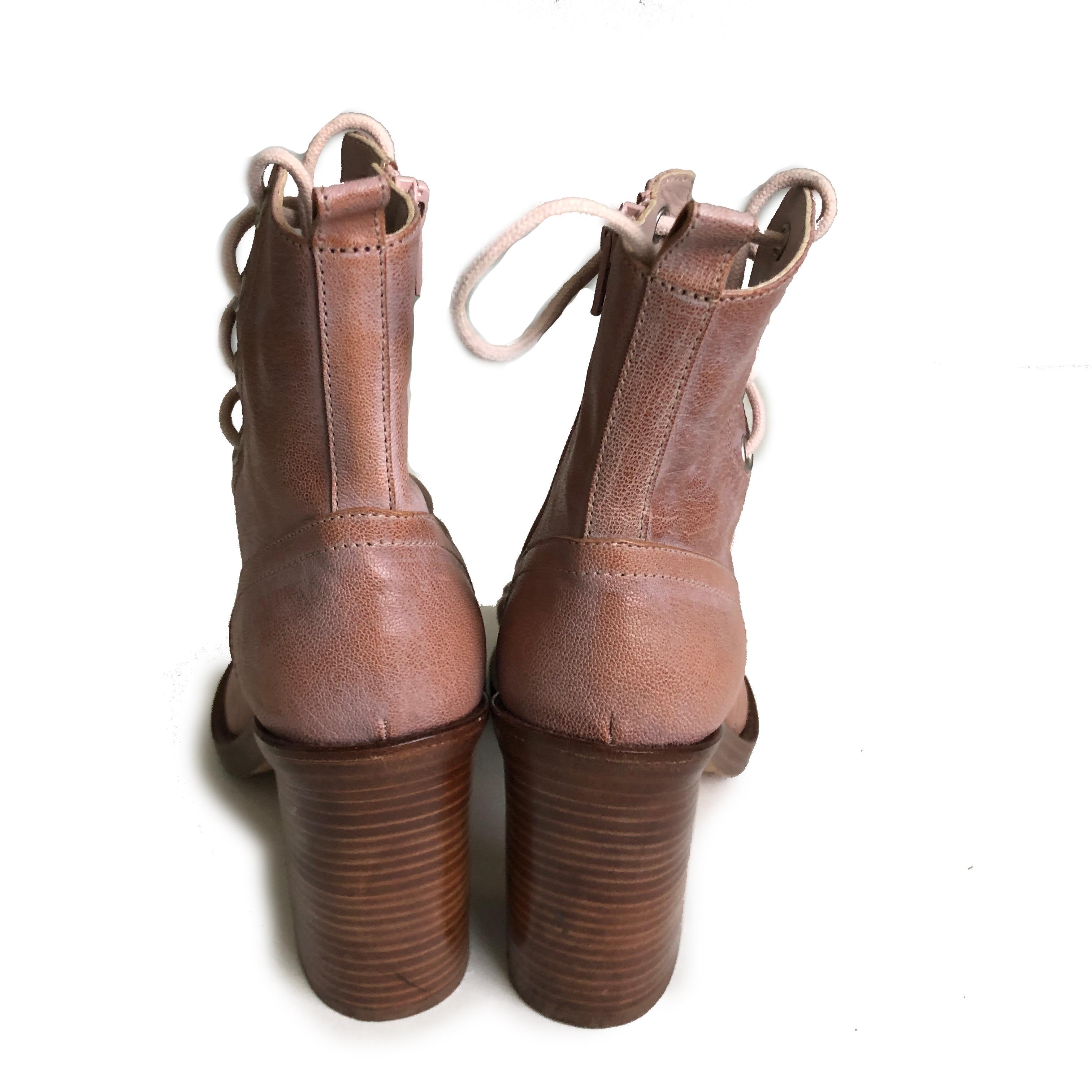 Ann Demeulemeester Booties Lace Up Ankle Boots Leather size 37.5 For Sale 1