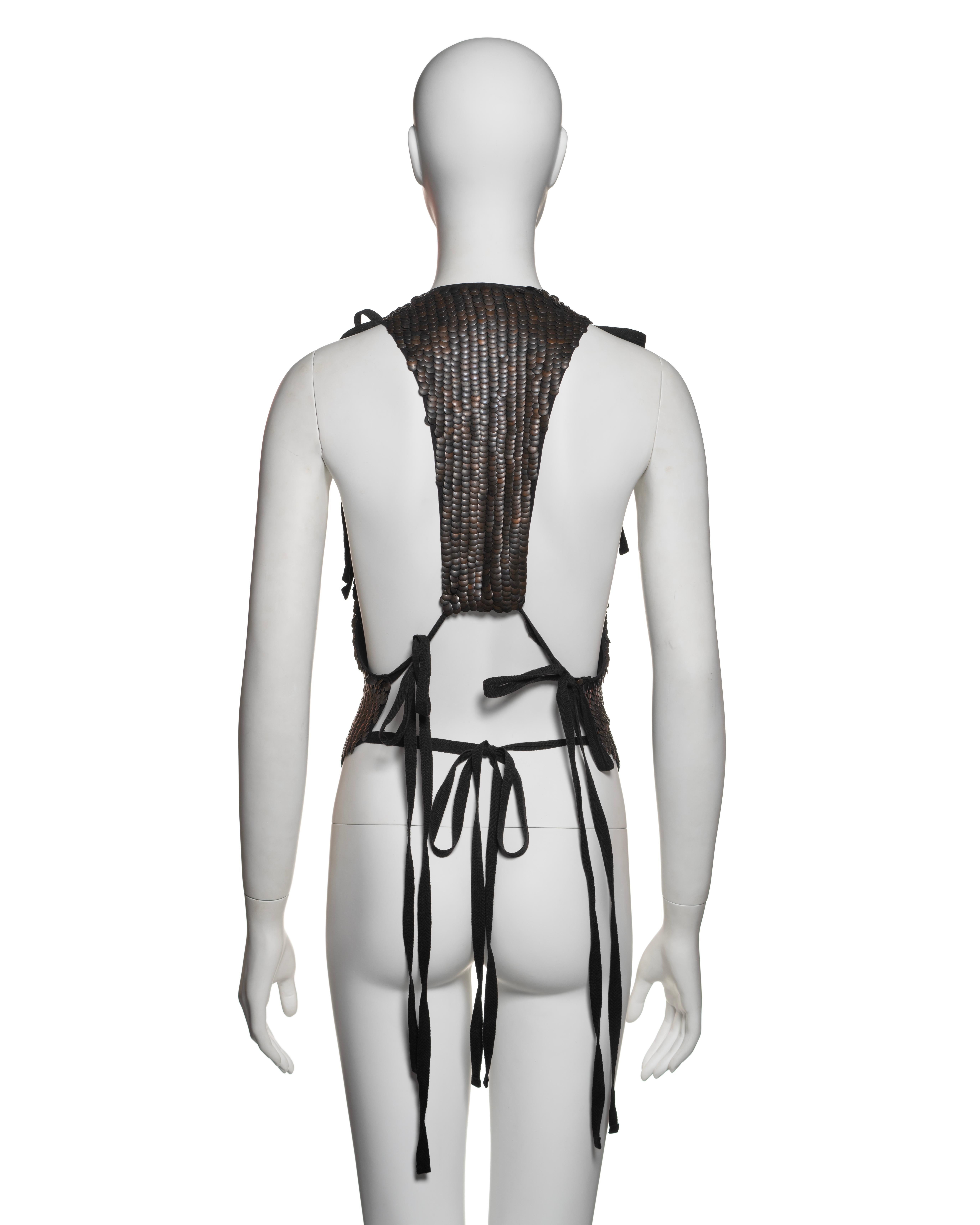 Ann Demeulemeester Bronze Metal Disc and Ribbon Tie Top, FW 2004 For Sale 5