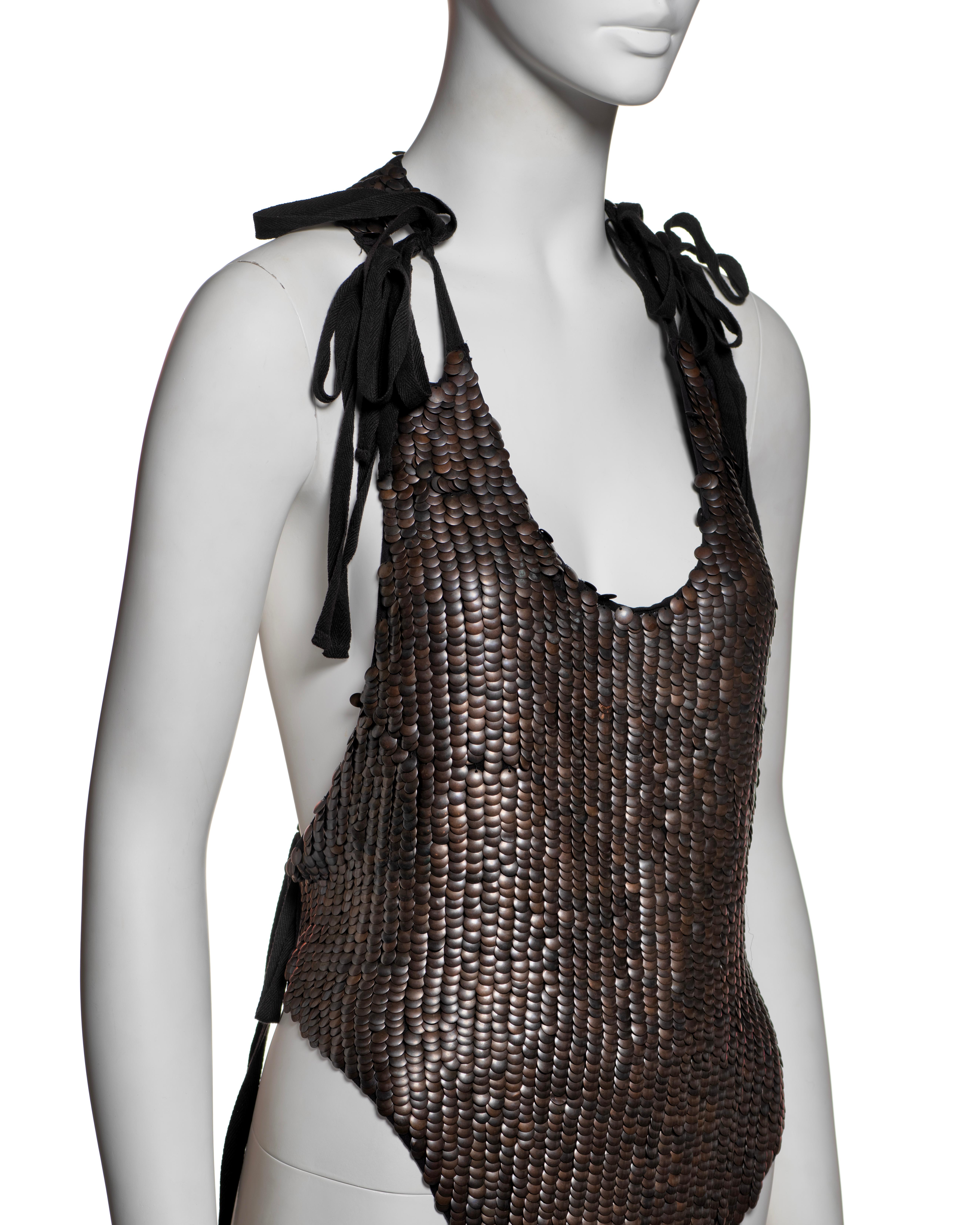 Ann Demeulemeester Bronze Metal Disc and Ribbon Tie Top, FW 2004 For Sale 3