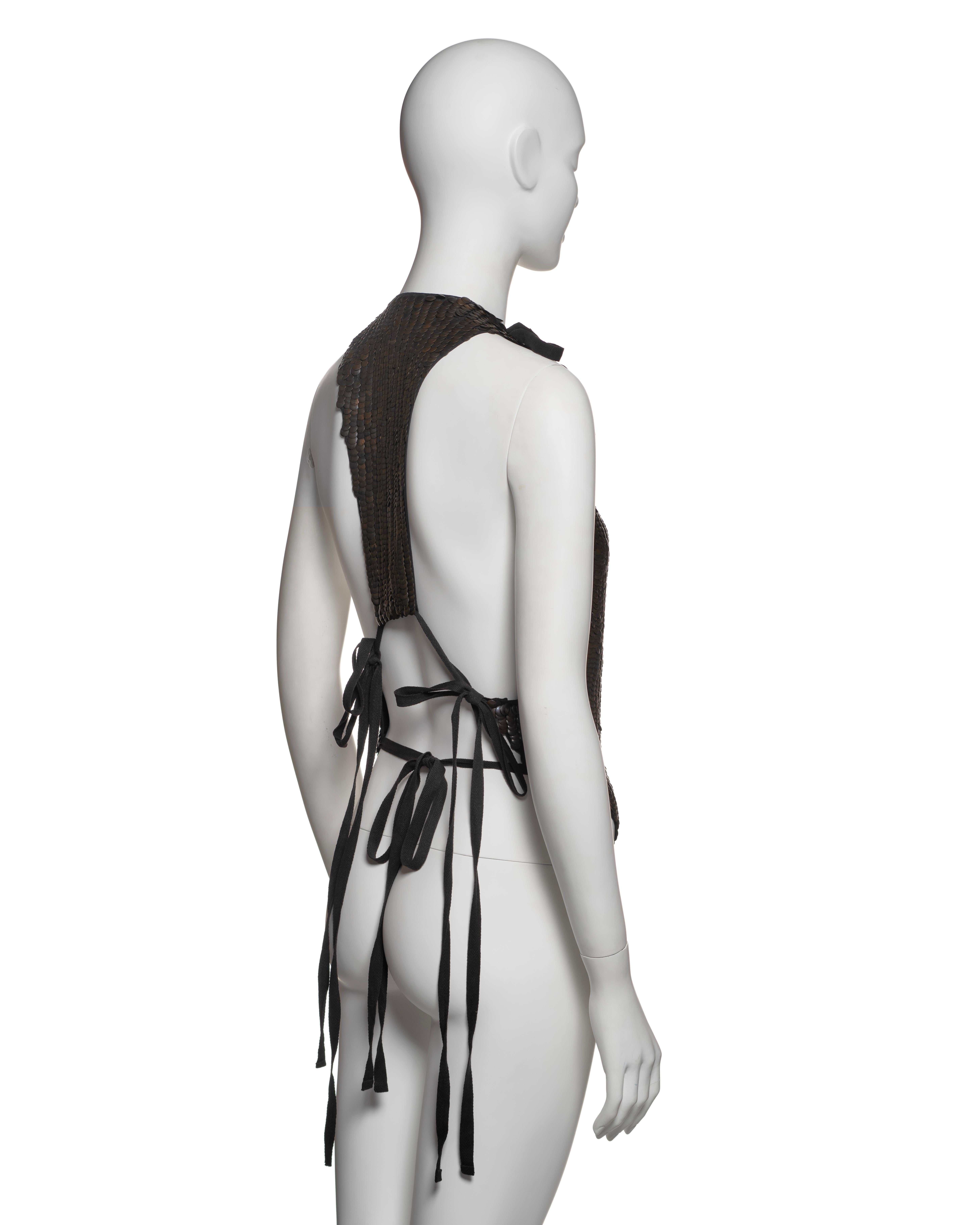Ann Demeulemeester Bronze Metal Disc and Ribbon Tie Top, FW 2004 For Sale 4