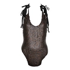 Ann Demeulemeester Bronze Metal Disc and Ribbon Tie Top, FW 2004