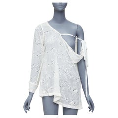 ANN DEMEULEMEESTER Carlatti Haut drapé à œillets en soie crème FR34 XS