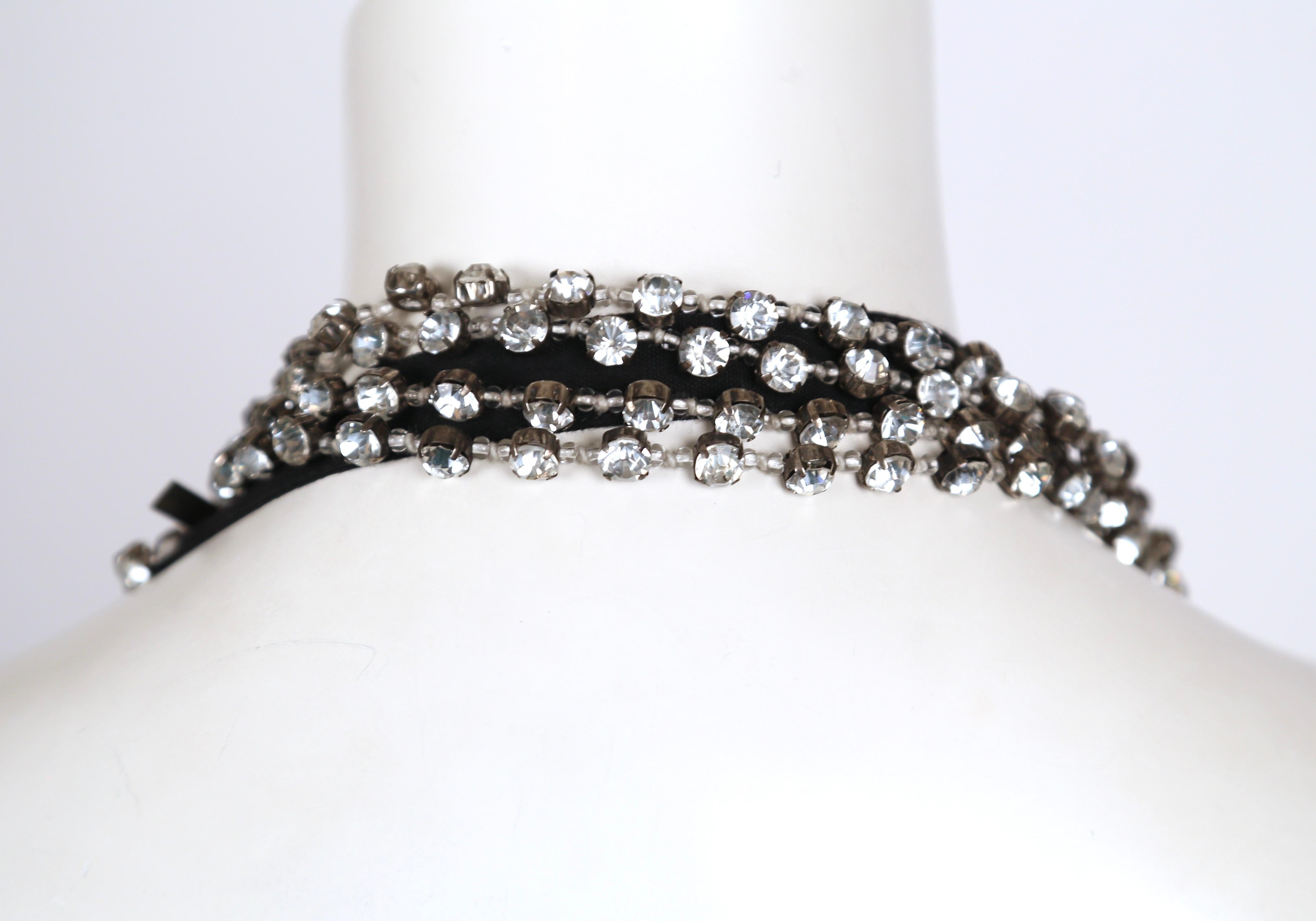 ANN DEMEULEMEESTER clear stone & faceted rhinestone necklace belt set in silver In Good Condition In San Fransisco, CA