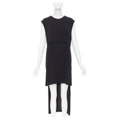 ANN DEMEULEMEESTER cotton layered asymmetric hi-low trailing midi dress FR38 M