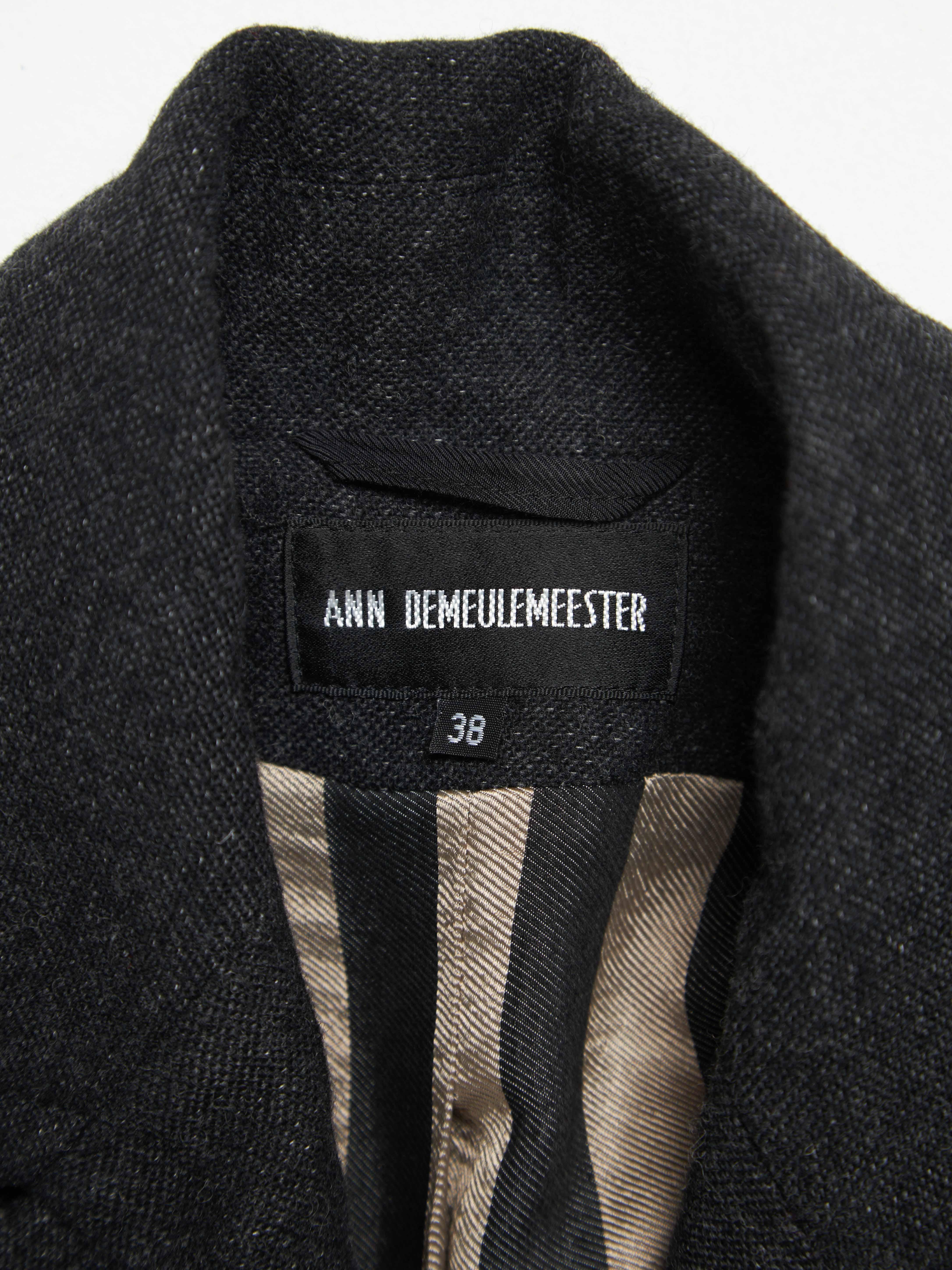 Women's Ann Demeulemeester Dark Gray Button Linen Woolen Elongated Coat For Sale