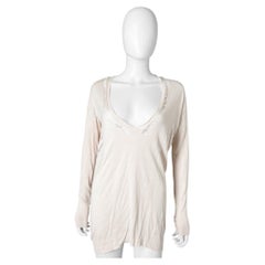 Ann Demeulemeester Early 2000's Ivory Pink Distressed Knit Longline Top