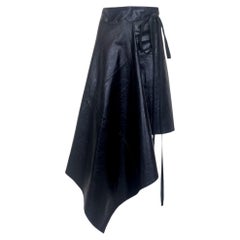 Ann Demeulemeester Autunno 2000 Gonna a portafoglio asimmetrica in pelle di agnello nera