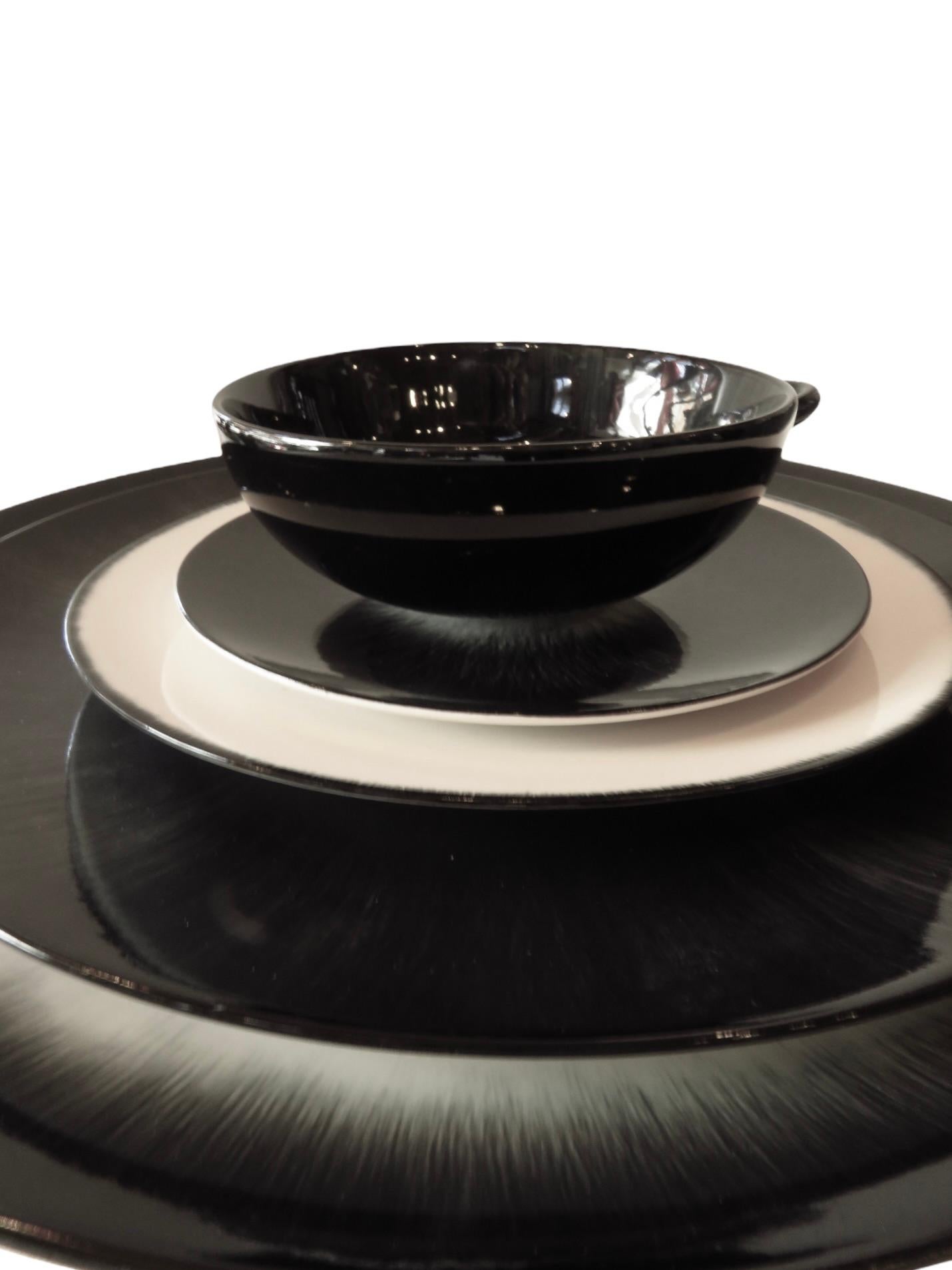 Black Ann Demeulemeester for Serax 17.5 cm plates (set of two) For Sale