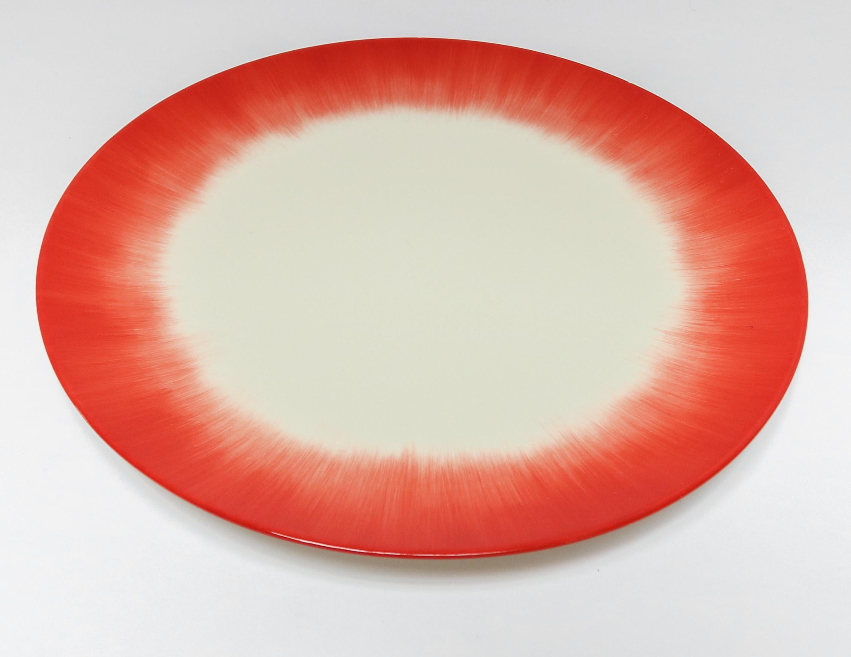 Belgian Ann Demeulemeester for Serax Dé Dinner Plate / Charger in off White / Red For Sale