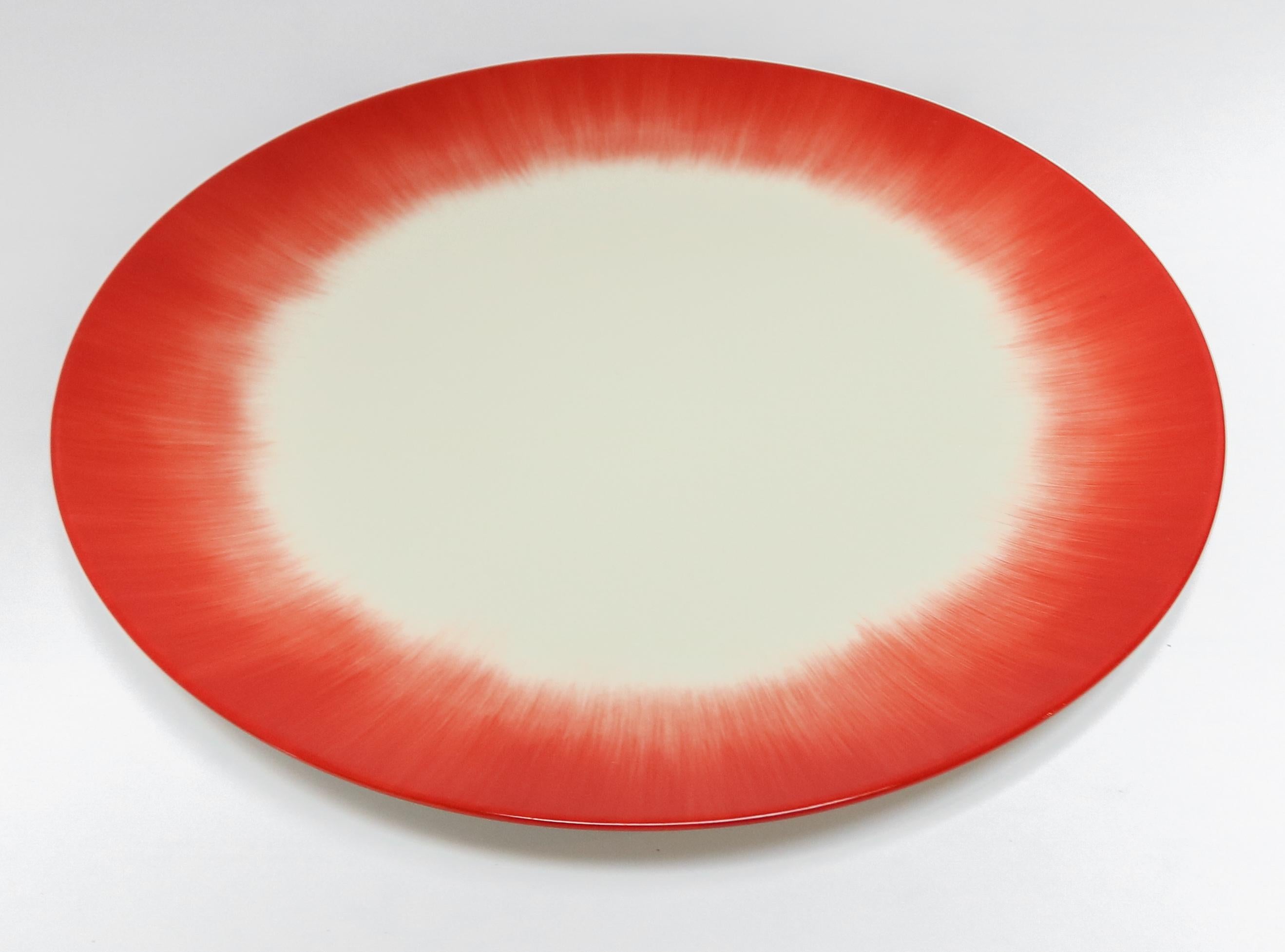Ann Demeulemeester for Serax Dé Dinner Plate / Charger in Off White / Red In New Condition In Los Angeles, CA
