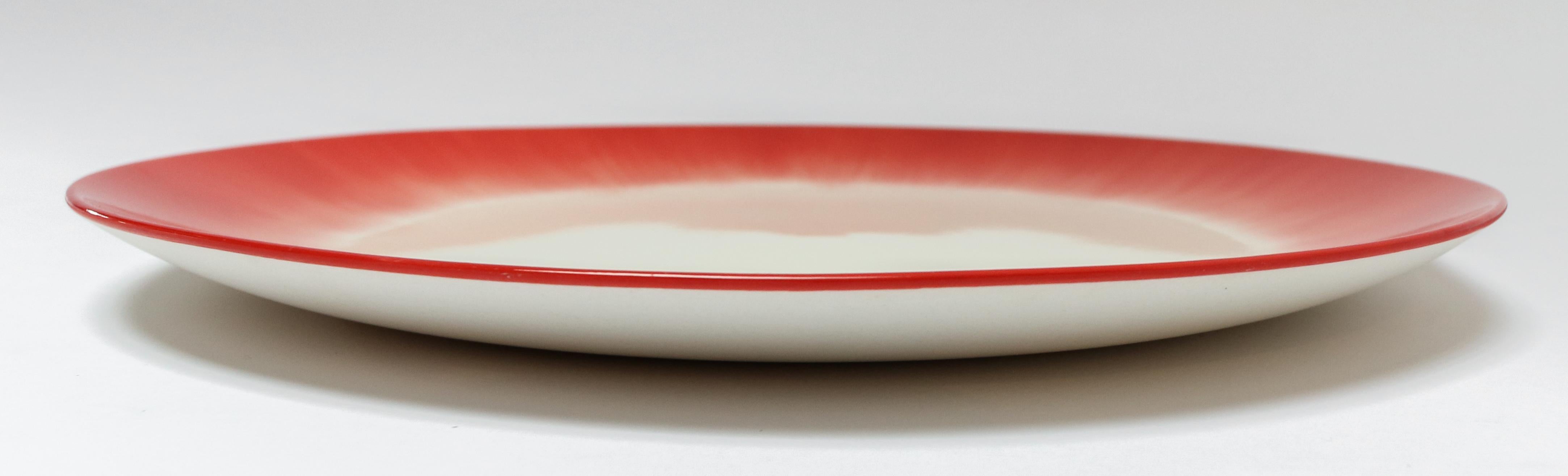 Contemporary Ann Demeulemeester for Serax Dé Dinner Plate / Charger in Off White / Red