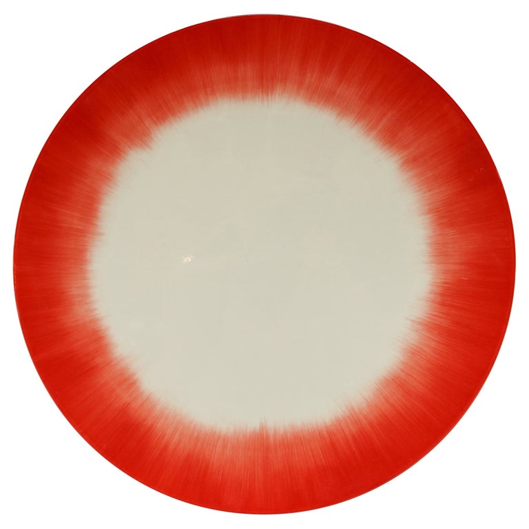 Ann Demeulemeester for Serax Dé Dinner Plate / Charger in Off White / Red For Sale