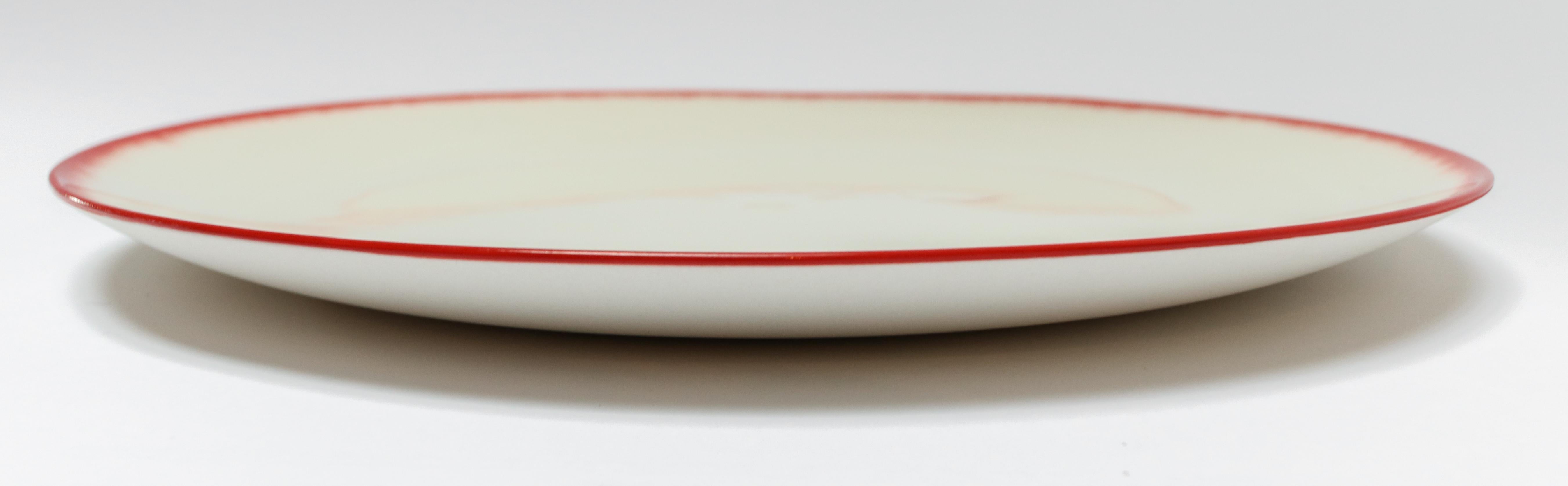 Belgian Ann Demeulemeester for Serax Dé Dinner Plate / Charger in off White / Red Rim For Sale