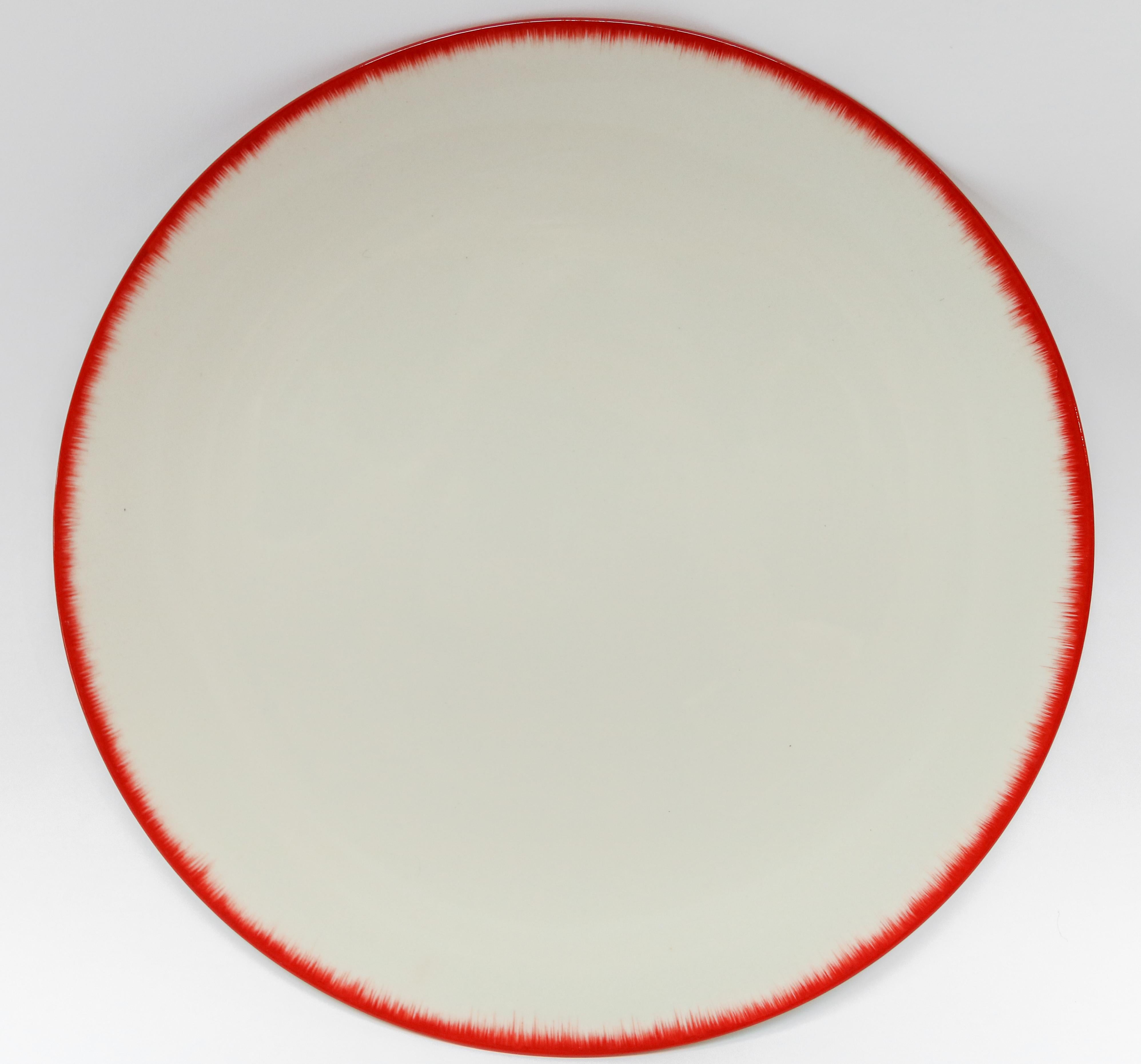 Ann Demeulemeester for Serax Dé Dinner Plate / Charger in off White / Red Rim In New Condition For Sale In Los Angeles, CA