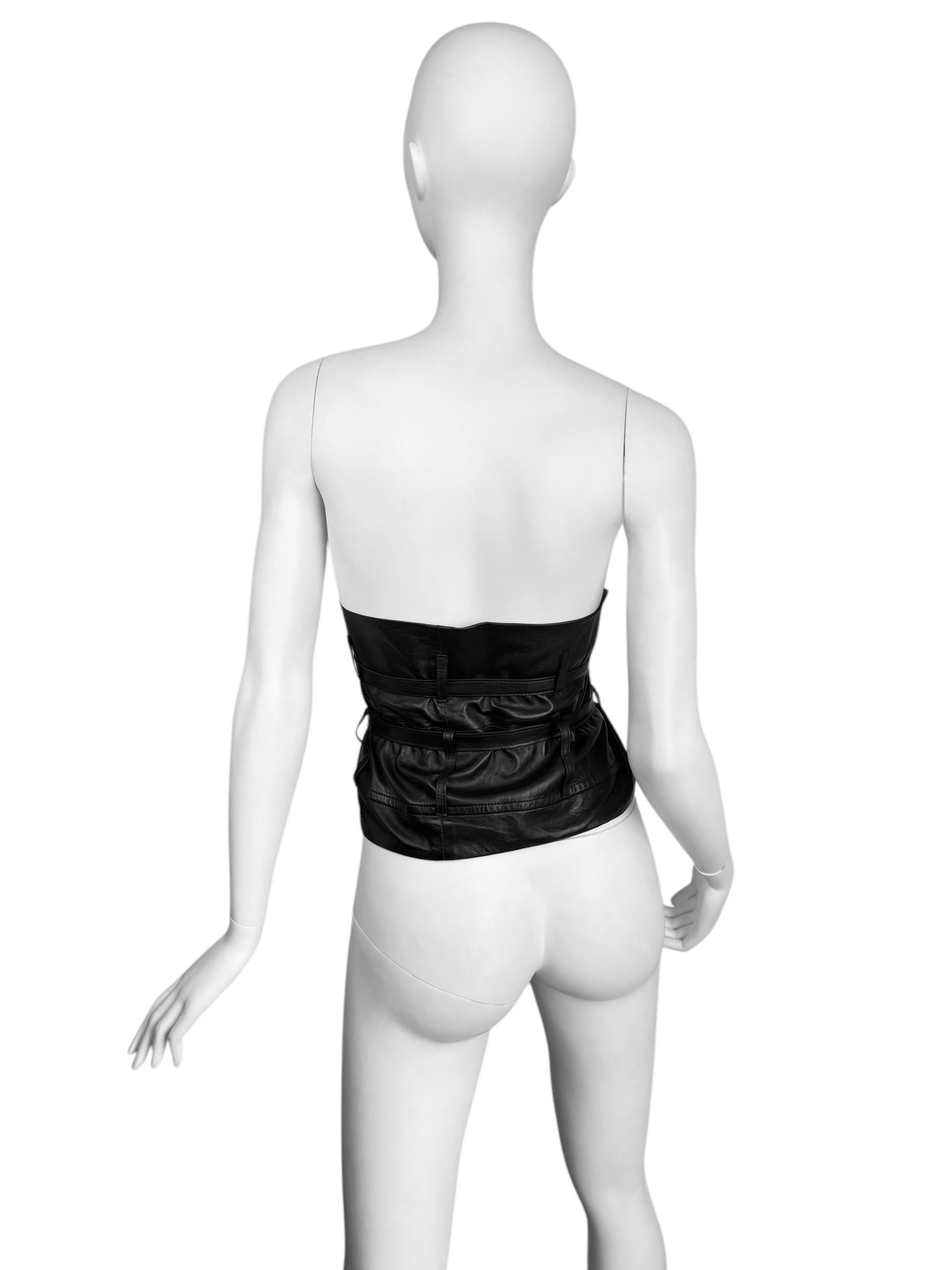 ANN DEMEULEMEESTER fw2010 BLACK LEATHER STRAPS BONDAGE BUSTIER TOP/CORSET For Sale 7