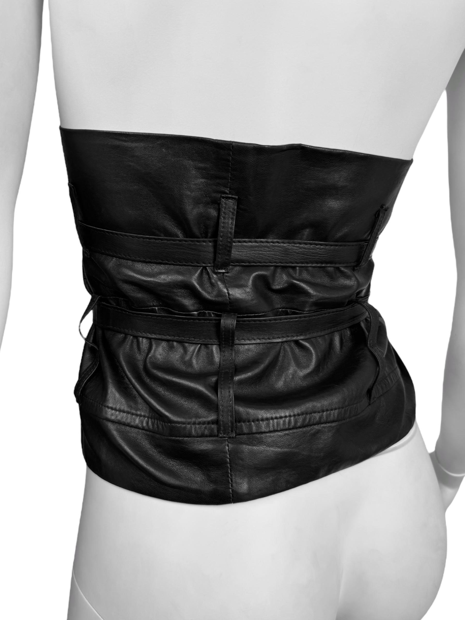 ANN DEMEULEMEESTER fw2010 BLACK LEATHER STRAPS BONDAGE BUSTIER TOP/CORSET For Sale 8