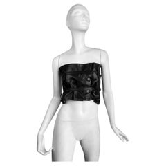ANN DEMEULEMEESTER fw2010 BLACK LEATHER STRAPS BONDAGE BUSTIER TOP/CORSET