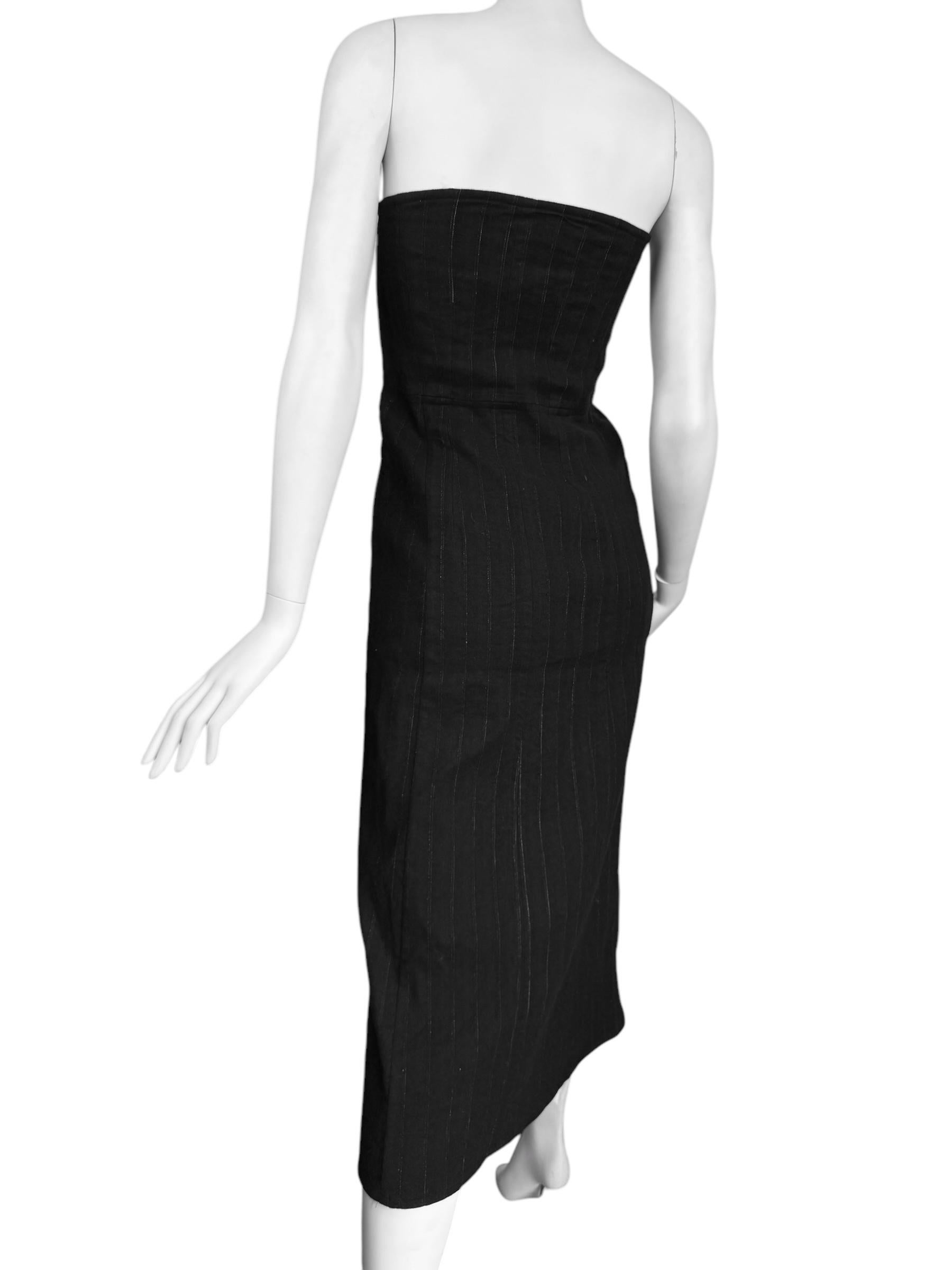 ANN DEMEULEMEESTER fw2018 BY SÉBASTIEN MEUNIER PINSTRIPED BUSTIER DRESS For Sale 5