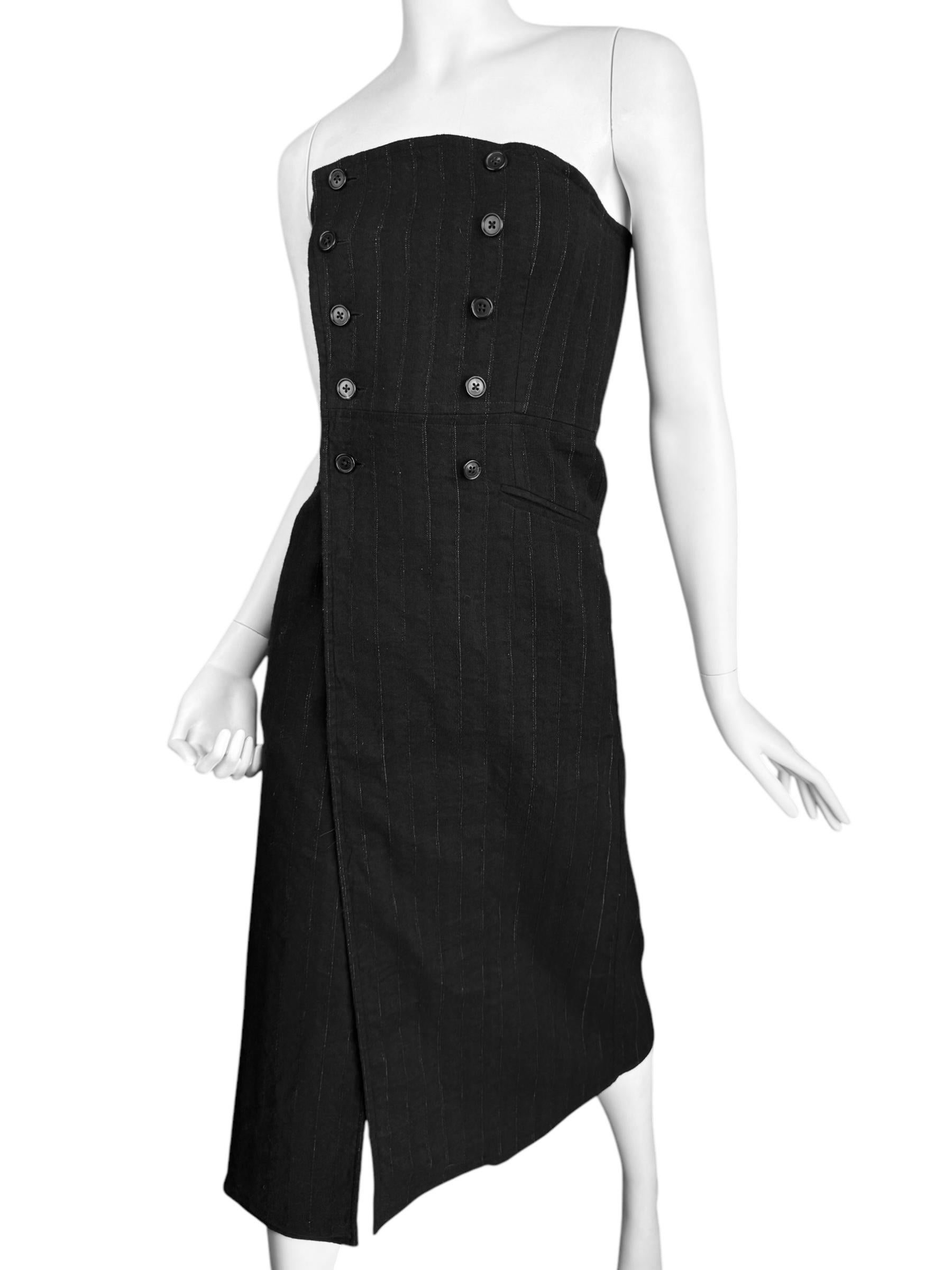 ANN DEMEULEMEESTER fw2018 BY SÉBASTIEN MEUNIER PINSTRIPED BUSTIER DRESS In Excellent Condition For Sale In PARIS, FR