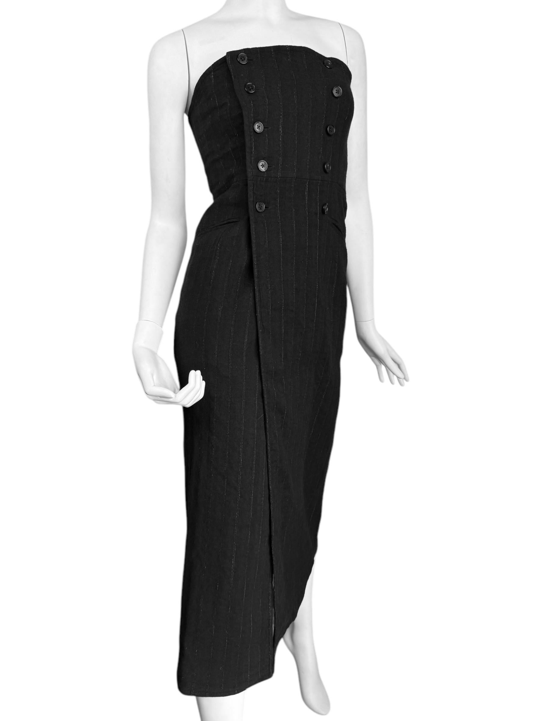 Women's ANN DEMEULEMEESTER fw2018 BY SÉBASTIEN MEUNIER PINSTRIPED BUSTIER DRESS For Sale